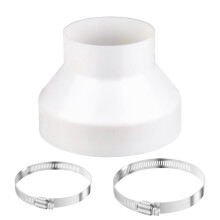 Round Ducting Reducer 150mm to 100mm mit Stainless Hose Clips, Reducer for Extractor Bonnet, 6 to 4 inch ABS Ducting Joint Exhaust air Hose Adapter f
