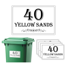 4x Custom Wheelie Bin Stickers: Personalised Name, Street and House Numbers for Outside, Bin Numbers for Wheelie Bins, Durable Bin Stickers for Easy