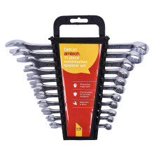 Amtech K0425 Combination Spanner Set, 11 Pieces Chrome Plated, Corrosion Resistant, Supplied with Storage Rack, 6mm-19mm