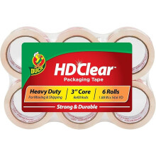 Duck HD Clear Packing Tape | Parcel Tape 6 Rolls 48 mm x 50 m, Heavy Duty Packaging Tape Strong for Moving House, Packing Parcels, Cardboard Boxes &