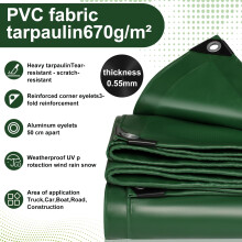 Tarpaulin PVC waterproof heavy duty 670gm² GreenReinforced EyeletsWeat