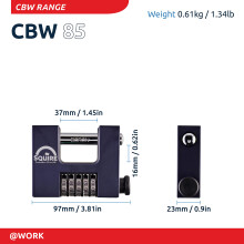 Squire Heavy Duty Padlock CBW85 5 Wheel Combination Alloy Steel for