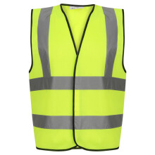 HuntaDeal Hi Viz Vis Vest High Visibility Reflect Workwear Safety Waistcoat, Yellow, S