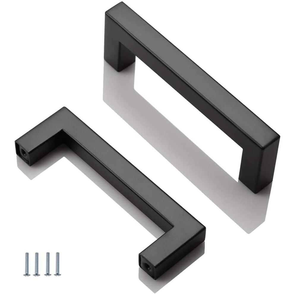 Ansiedio 2 Pack Black Stainless Steel Cupboard Handles - 96Mm Kitchen Cabinet Door Handles Furniture Drawer T Bar Pulls 42494492