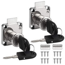 2 Sets Security Drawer Lock Furniture Lock Cylinder Zinc Alloy Cam Lock for Mailbox Drawer Cupboard Cabinet, Silver (DUYIT07)