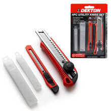 Dekton 2-Piece Snap-Off Utility Knife Set with 5pc 9mm and 18mm Blades, Retractable Safety Mechanism, Ergonomic Non-Slip Handles