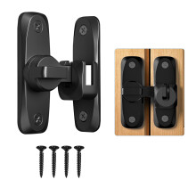 Black Sliding Door Latch Locks Gate Latch, 90/180 Degree Flip Sliding Barn Door Locks and Latches for Bathroom Garage Garden Window Barn Door Sliding