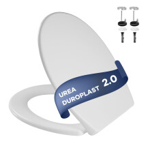 Soft Close Toilet Seat with Quick Release for Easy Clean, Universal Toilet Seat White with Adjustable Stainless Hinges, Durable Duroplast Toilet Lid