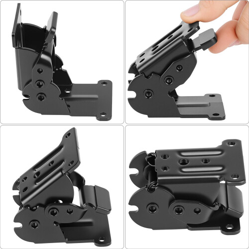 QWORK 4 Pack Folding Lock Extension Self Locking Foldable Hinge Hardware for Table Bed Leg Feet Screws Included - Black 2