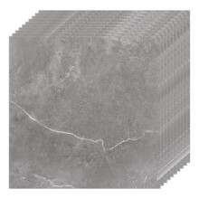 CYEER 40 PCS Vinyl Floor Tiles Self Adhesive, 30x30cm Grey Peel and Stick Grey Self Adhesive Floor Tiles Marble Effect, Waterproof Sticky Vinyl Floor
