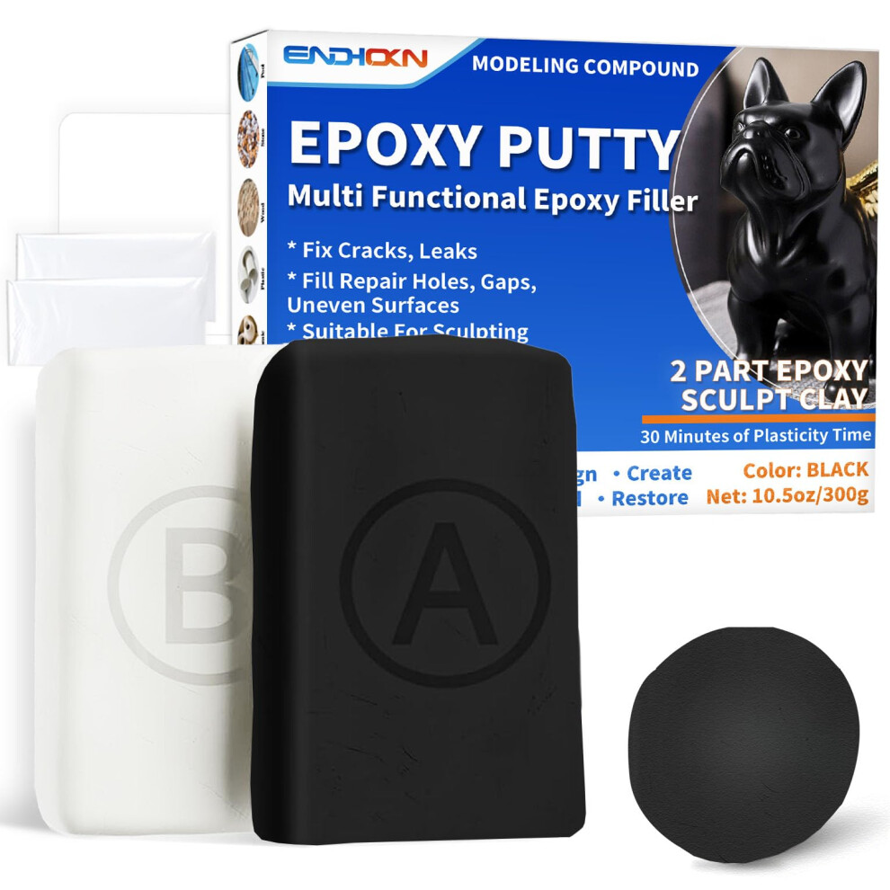 Epoxy Putty, Endhokn 300G Black Putty Stick Fix Leaks, Cracks And Fill Holes, Sculpting, Modeling, Epoxy Sculpt Clay For Metal, Ceramics, Plastic 5051226657436