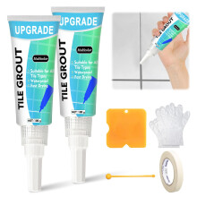 Tile Grout Repair Kit, 2 Pack Grout Pen with Tools for Bathroom and Kitchen Tile Joints Line, Gaps on Porcelain Sink, Tub, Toilet, Fast Drying and Wa