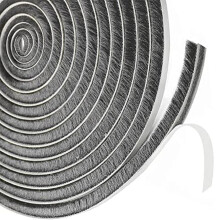 Draft Excluder for Doors Windows, 10 Meters(L) x 9 mm(W) x 5mm(T) Brush Weather Stripping Tape Self-Adhesive Seal Strip Grey