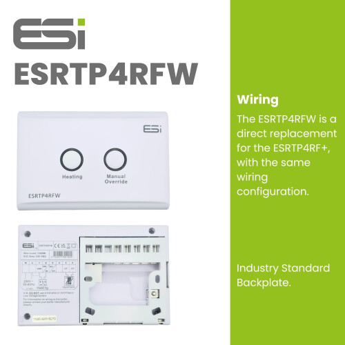 EVO ESi ESRTP4RFW - Wireless Programmable Room Thermostat & Receiver (White) (Replacement for ESRTP4RF+) - EVO 2