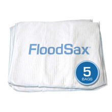 FloodSax FS5R Sandless Sandbag Water Absorbent Flood Barrier, 19" x 20", White, Pack of 5
