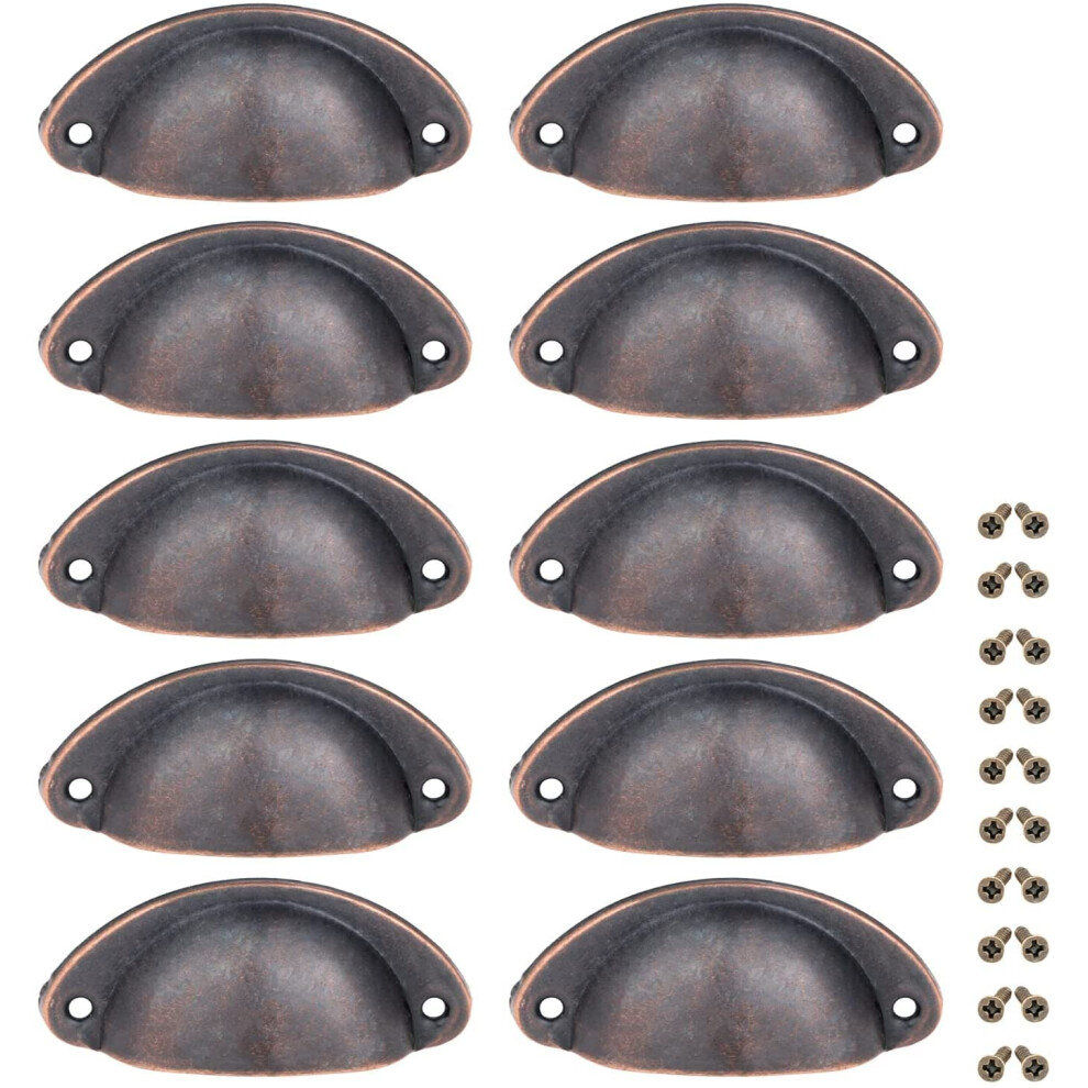 Yetaha 10Pcs Handles For Chest Of Drawers, Cabinet Cup Pull Handle, 82X35mm Shell Pull Handles, Vintage Antique Kitchen Cupboard Pulls Furniture Knob 82991104