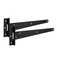 XFORT 2 Pack 250 mm T-Hinge Black Japanned, Metal Tee Hinges with Weather Resistant, Rustproof Powder Coating, Ideal for External Use On Gates, Shed