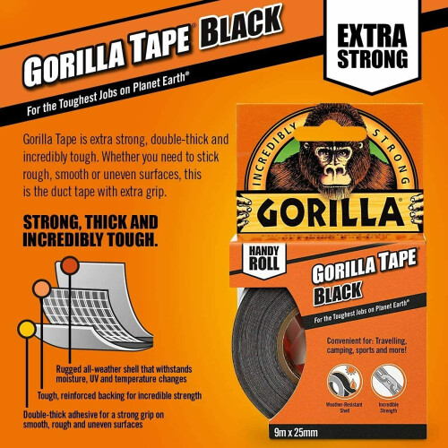 Gorilla Gorilla Handy Roll Gorilla Tape Black 9m x 25mm 1