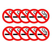 Haobase 10 PCS No Smoking Sign - Self Adhesive Vinyl Sticker (7cm x 7cm)