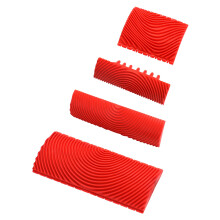 QWORK 4Pcs Wood Grain Tool, Wood Pattern Painting Tool Rubber Roller Brush for Wall Decoration DIY (7.4/8.7/13/15 cm)