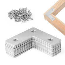 Angle Brackets Corner Bracket for Wood 12 Pcs | 37mm x 37mm x 13mm | L Brackets for Wood with 36 Screws - Galvanised Steel Plate Set for Fixing and R