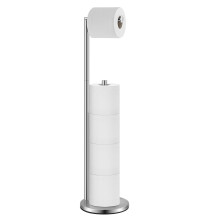 HEETA Toilet Roll Holder Free Standing, Modern Toilet Paper Holder Stainless Steel Bathroom Stand Holds 5 Paper Rolls, Non-Slip and Non-Rust Toilet T