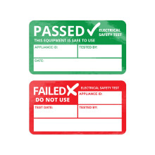 PAT Testing Stickers Passed or Failed Electrical Safety PAT Test Labels - Water Resistant Tear Proof Vinyl Durable Self Adhesive Labels for Portable