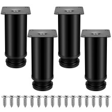 4 Pcs black Adjustable Legs, Stainless Steel Furniture Feet, Table Desk Cabinet Kitchen Adjustable Feet Round With Screws(Adjustable Height 0-10mm)