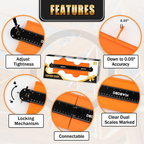 DODOWIN Connectable Contour Gauge Profile Tools 3 Size, Laminate Floor Shape Measuring Tools, Profile Gauge Tools 2