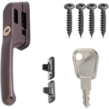 FixRello Locking Casement Window Handle – Secure Timber Window Latch with Key, Screws & Mount – Bronze, 4 Pack