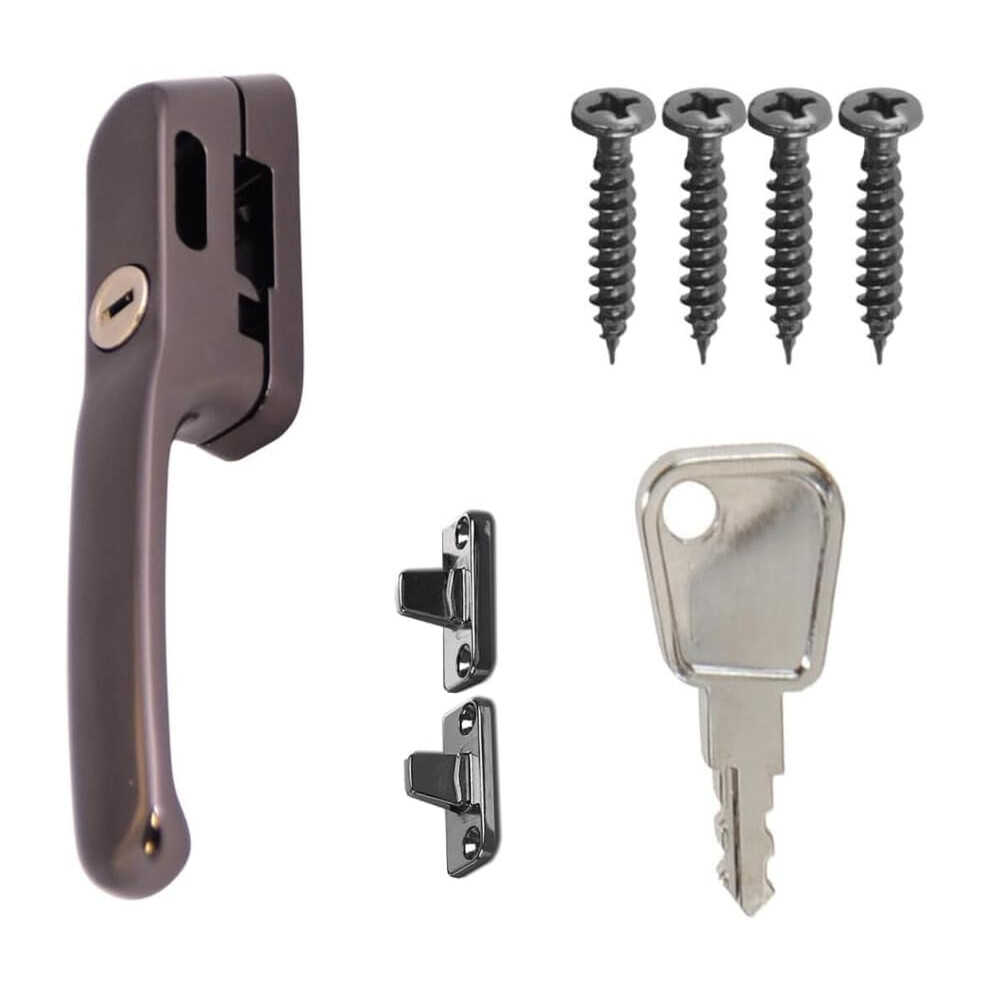 Fixrello Locking Casement Window Handle Â Secure Timber Window Latch With Key, Screws & Mount Â Bronze, 4 Pack 32011951