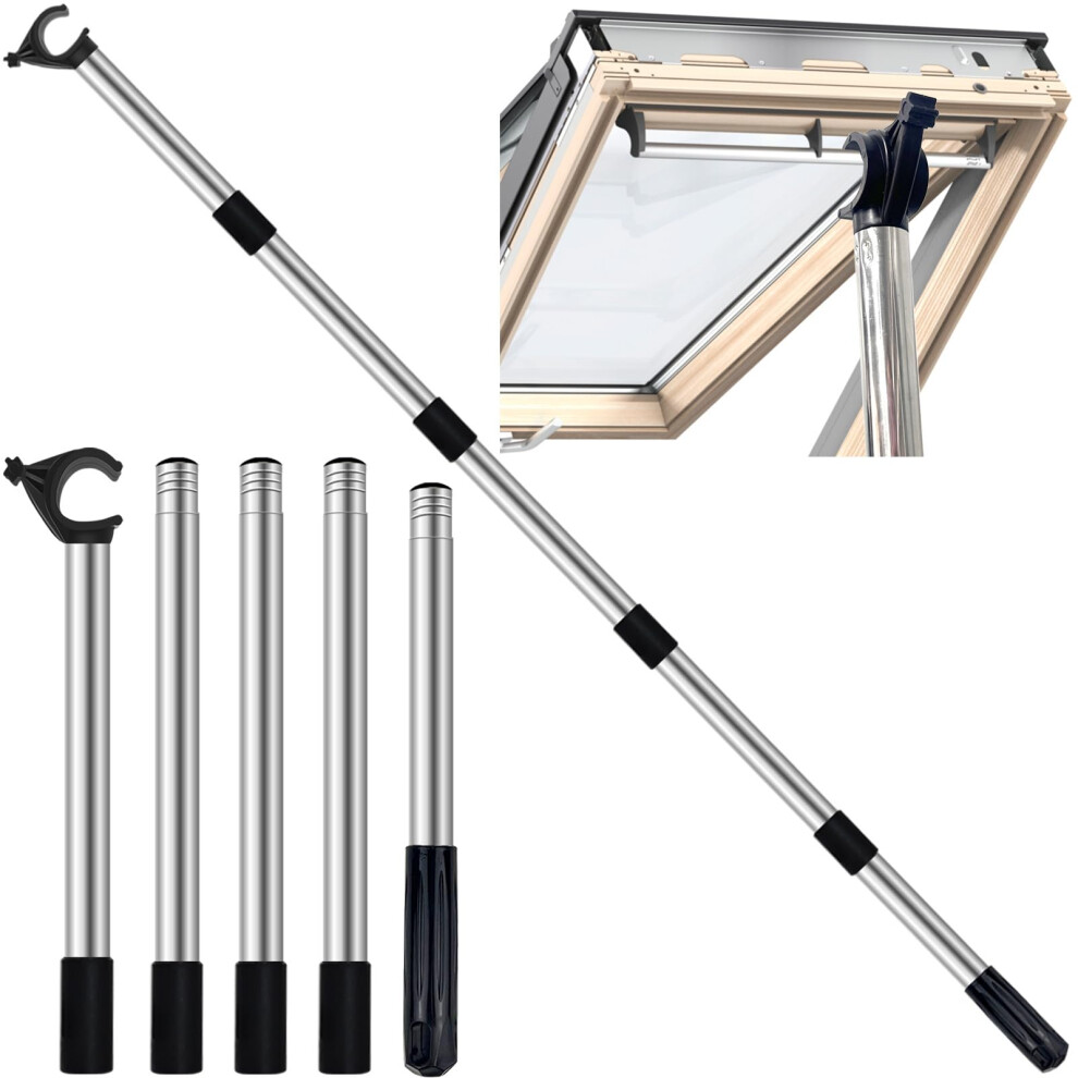Window Pole Opener, 1.86M Telescopic Pole For Roof Windows And Blinds, Compatible With Velux Ggl & Ggu Skylight Roof Windows, Stainless Steel Multi 5051226562129