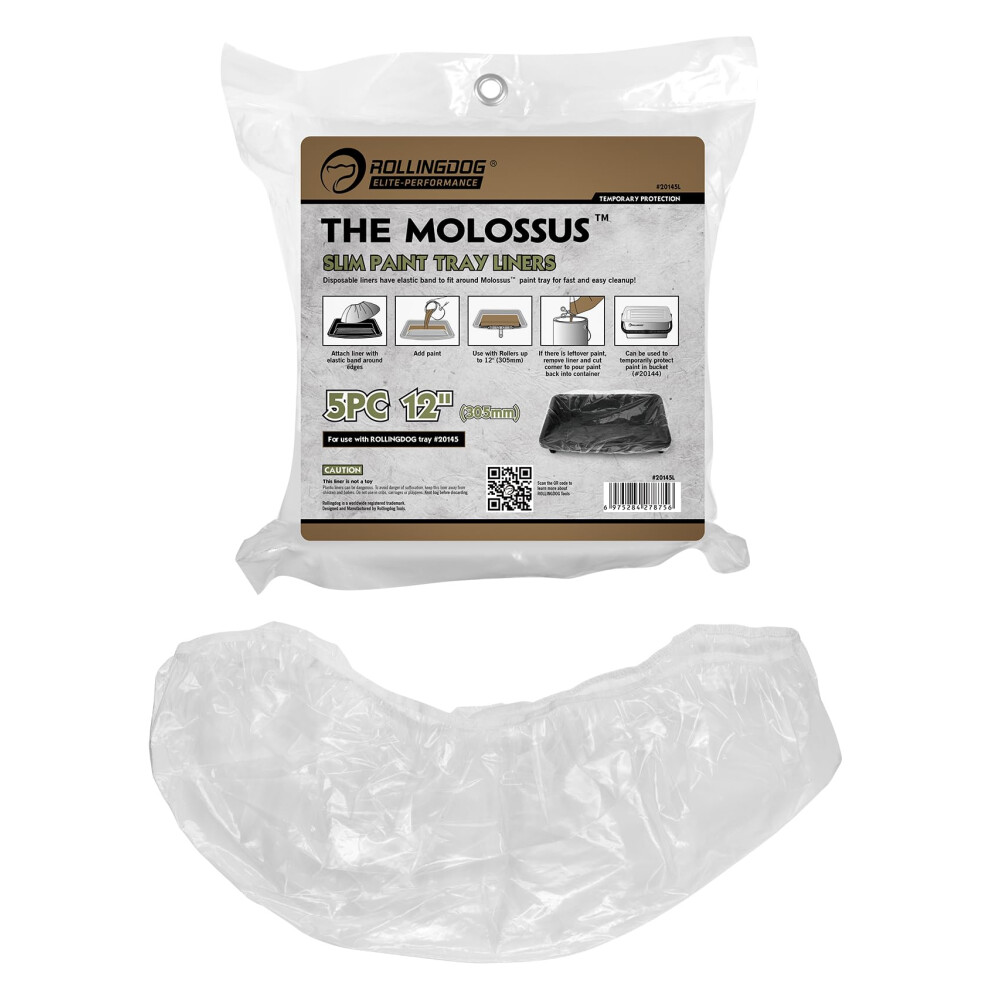 Rollingdog 12" Paint Tray Liners - 5Pc Roller Tray Liners Use With Paint Tray,Easy To Clean Up And Change Paint Colours 41427309