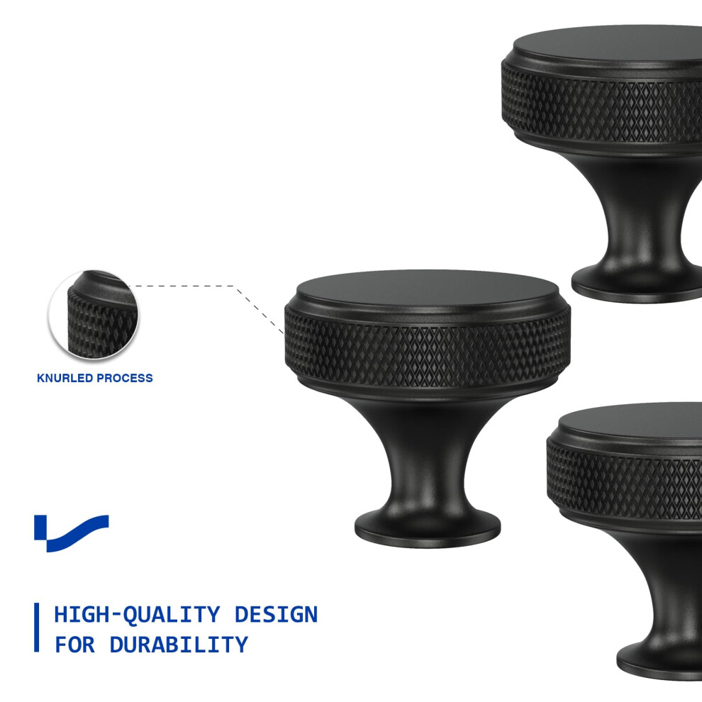 Lontan 5 Pack Knurled Black Cabinet Knobs Cupboard Door Knobs Cupboard 5002173839277