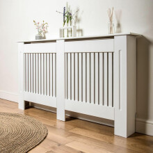 Home Treats White Wooden Radiator Cover | Heat Cover Safety Guard | Radiator Shelf Living Room Furniture (Large)