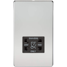 Knightsbridge SF8900PC Screwless Dual Voltage Shaver Socket in Polished Chrome with Black Insert, 5.0 mm*148.5 mm*87.5 mm