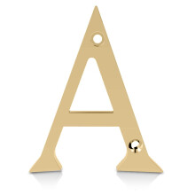 XFORT Polished Brass Front Door Letter A, House Number Suitable for All Door Types including Wooden, uPVC, and Composite.