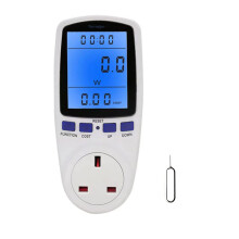 Power Meter UK Plug, Energy Monitor Watt Meter with Blue Backlight, Smart Meter Energy Monitor 7 Modes LCD Display, Electric Meter Electric Socket Te