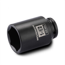 MIXPOWER 1/2 Inch Drive Deep Impact Socket 1-1/2 Inch SAE, CR-MO, 6PT,Axle Nut Impact Grade Socket for Easy Removal