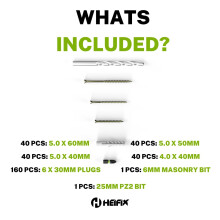 Heifix 320Piece Wall Plug and Screw Set In Eco Storage Box  FREE 6mm M
