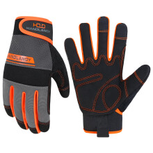 HANDLANDY Utility Work Gloves Mens & Women, Safety Mechanic Working Gloves Touch Screen, Flexible Breathable Yard Gloves (Small, Orange-Men Size)