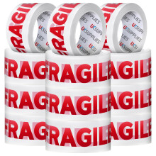 UK SUPPLIES LIMITED 12 Rolls LOW NOISE Premium Fragile Packaging Tape (All Pack Sizes) 48MM X 66M Extra Strong Secure Sticky Adhesive Durable Parcel