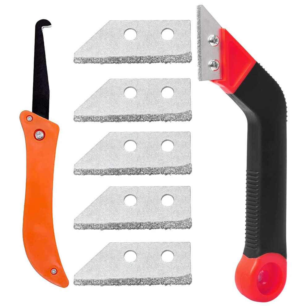 Grout Scraping Rake Tool, Clean Remover Tile Saw Knife With 5 Pieces Extra Replacement Accessories, Tile Grout Hand Saw Angled Grout For Tile Cleanin 9480610864475