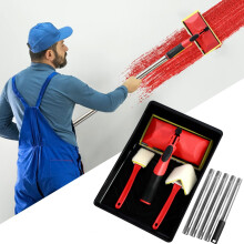 7 Inch Paint Pad Set - Paint Pads for Walls and Ceilings, Flat Decorating Painting Pads with 124CM Extension Pole & Paint Tray, Paint Edging Tool Pai
