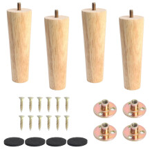 Zythrem Wooden Furniture Legs 15cm/6 inch Solid Wooden Sofa Legs Set of 4 Chair Legs Table Bed Leg Furniture Replacement Feet with Mounting Plate Scr
