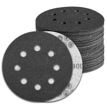 KONGMING 100 PCS 125mm Wet Dry Sanding Discs 8 Hole Grit 400 Hook and Loop Silicon Carbide Sandpaper for Random Orbital Sander