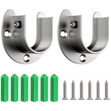 GZSYWZ 2 Pack Wardrobe Rail Bracket - Flange Rod Holder, Closet Rod Bracket End Supports Sockets Stainless Steel U-shaped Closet Pole Sockets for War