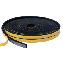 Draught Excluder Tape for Doors & Windows 6 mm(W) x 6 mm(T) Self Adhesive Weather Stripping Insulation Seal Strip Total 10M Long Black