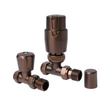 Bronze Straight Thermostatic Radiator Valves TRV Modern Radiator Valves 15mm x 1/2" (Set of 2) for Heated Towel Rails & Central Heating Radiators Rad