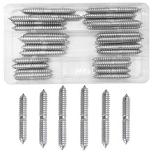 WeqeYent 30 Pcs M8 Double Sided Screws, Galvanized Dowel Screw Self-Tapping Double Ended Screw Woodworking Furniture Connector(50/60/70mm)